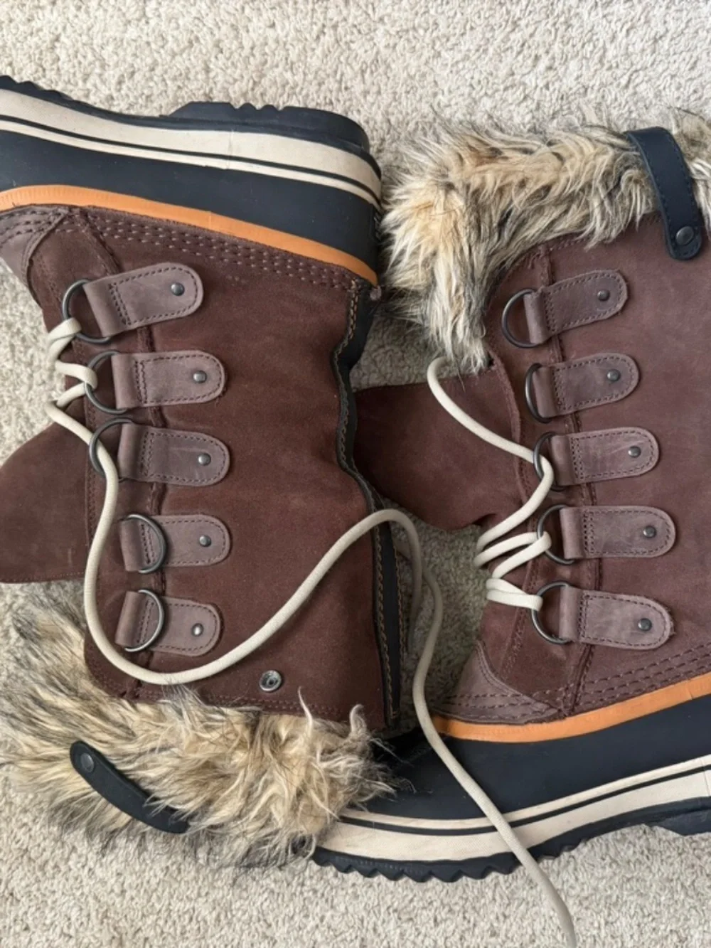 Sorel Joan of Arctic Winter Boots Womens 9.5 Brown Waterproof Faux Fur NL1540